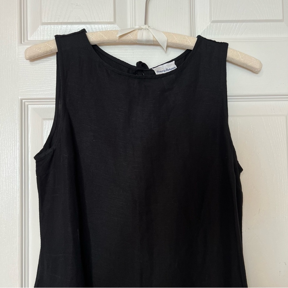 Tommy Bahama Black Sleeveless Linen A-Line Sleeveless Flowy Midi Dress - Sz S - Picture 4 of 13